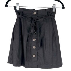 Forever 21 Black Paper Bag Waist Front Tie Mini Skirt Size Small New with tags!